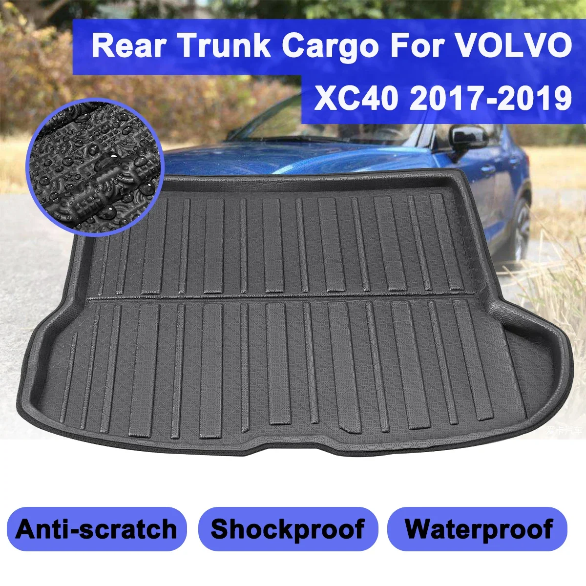 

Напольный коврик для Volvo XC40 2017 2018 2019, защита от грязи, коврик для багажника автомобиля, грузовой коврик, подкладка для багажника автомобиля, водонепроницаемый