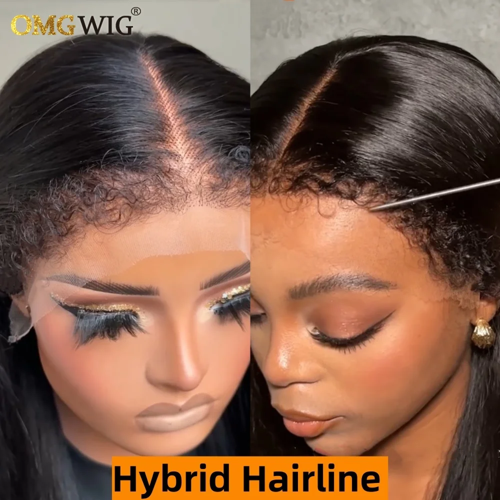 360 Wear & Go Silky Straight Ventilated Human Hair Wig With Hybrid Hairline 5x7/4x4 Glueless Straight Wig With Kinky Edges Remy