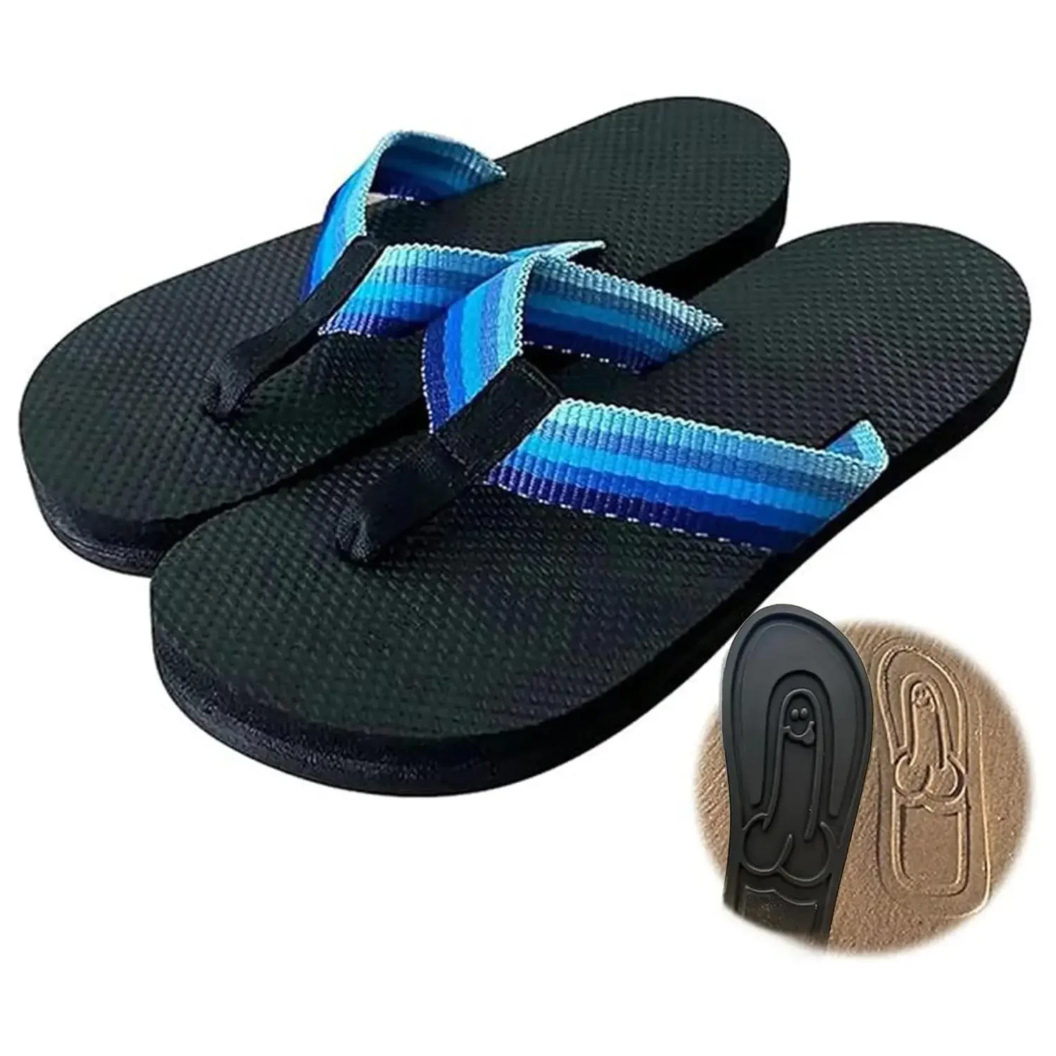 Hidden Penis Flip Flops Parody Creative Slippers Summer Beach Comfort Non Slip Men's Sandal
