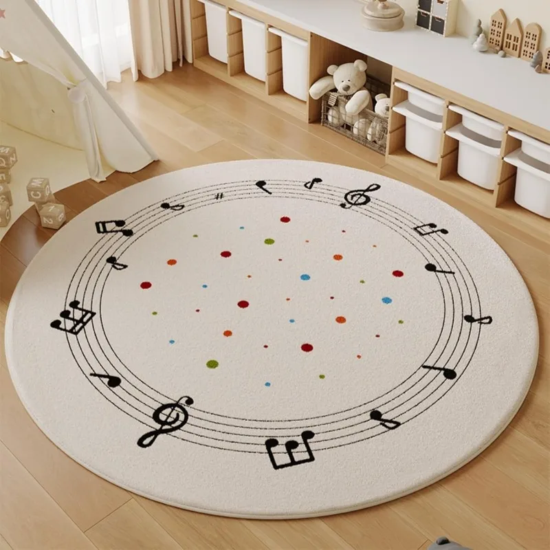 Round Living Room Carpet Modern Music Elements Fasion Creative Design Bedroom Rug Home Decoration Sofa Coffee Table Mat 러그 Tapis