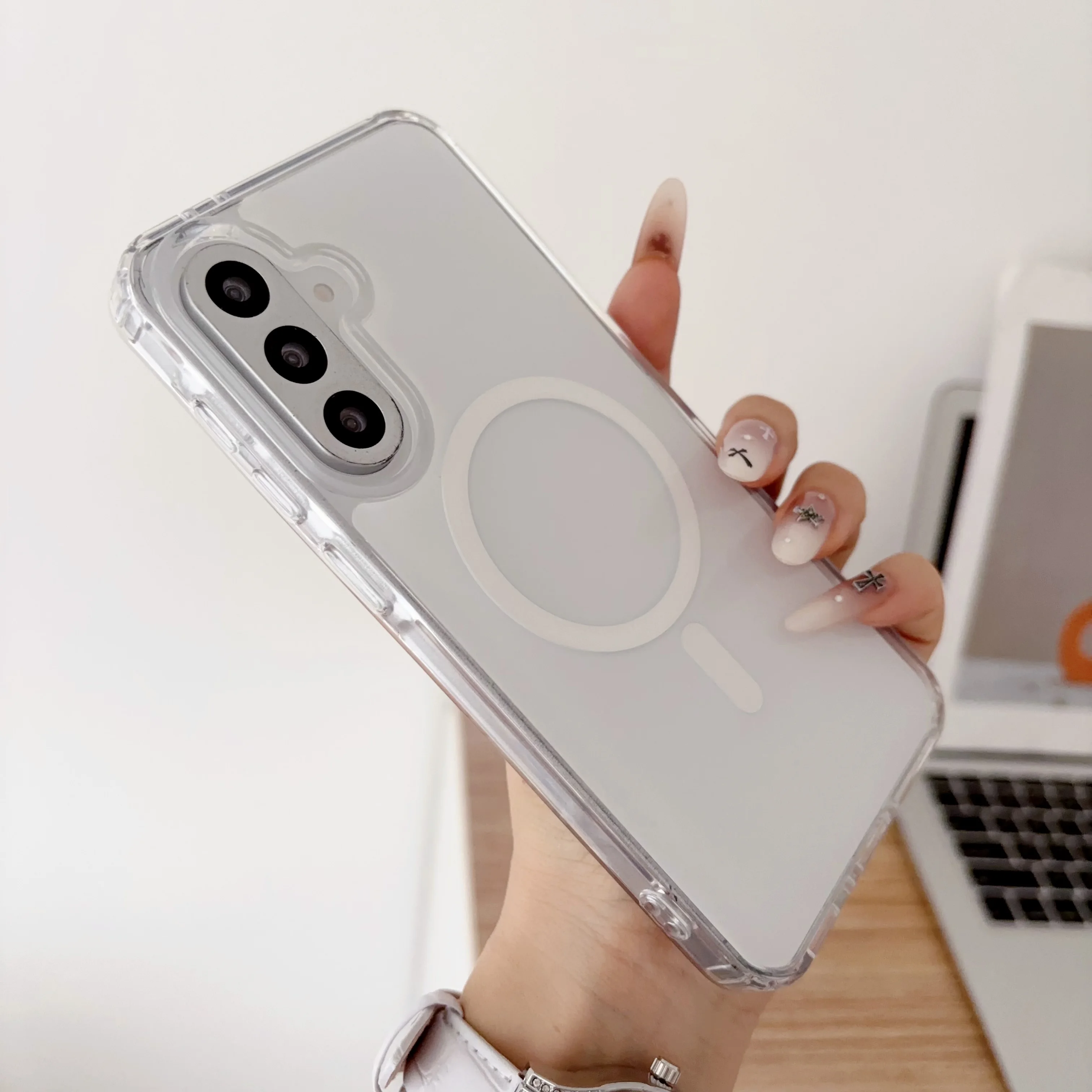 Hybrid Shockproof Magnetic Phone Case with Slim Hard PC Back Cover