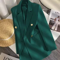 Veste de costume blanche élégante avec boucle en métal pour femme, blazer de bureau décontracté, style occidental, haut de gamme, printemps-automne 2025 1