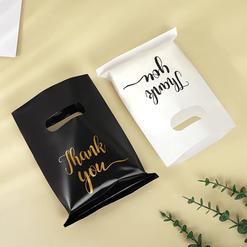30 Stück Dankeschön-Kunststoffhandtaschen, wiederverwendbare Einkaufstaschen, Hochzeit, Geburtstag, Party, Dekoration, Gastgeschenk, schwarz-weiße Warenbeutel – Detail 8