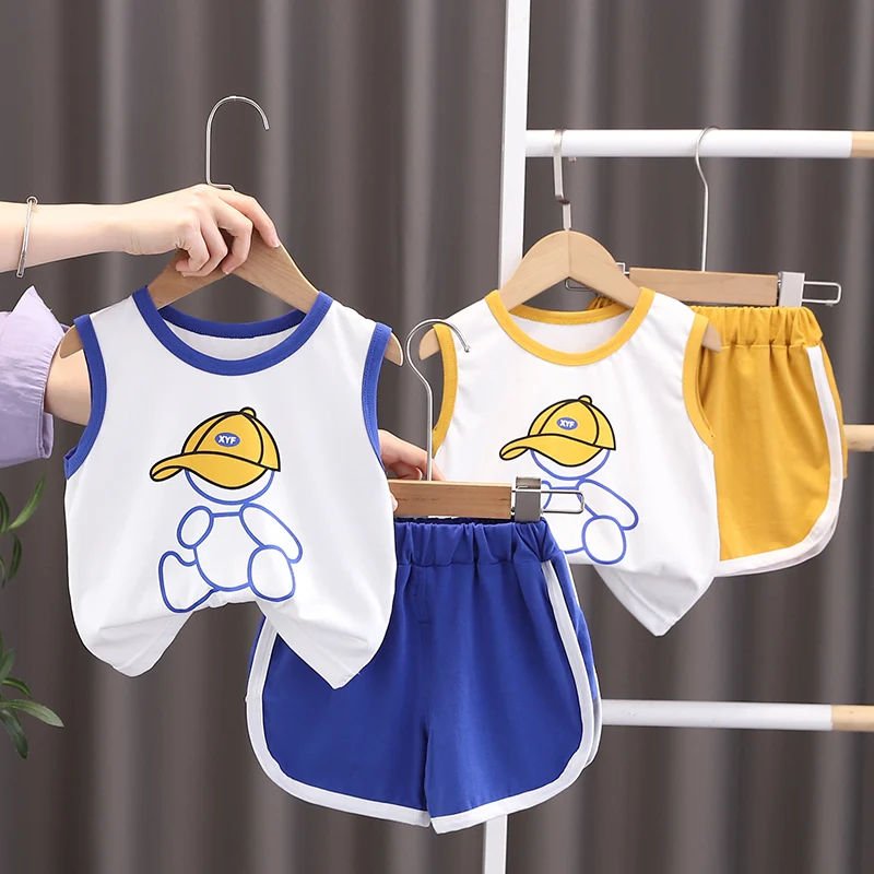 Новый дизайн летняя хлопковая верхняя одежда для маленьких мальчиков комплект
