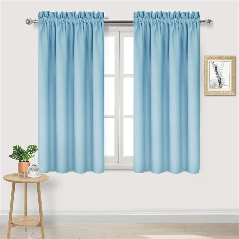 

Modern Solid Polyester Cotton Grey Bedroom Blackout Curtains For Kitchen Window Door Drapes Living Room Balcony Blue Curtains