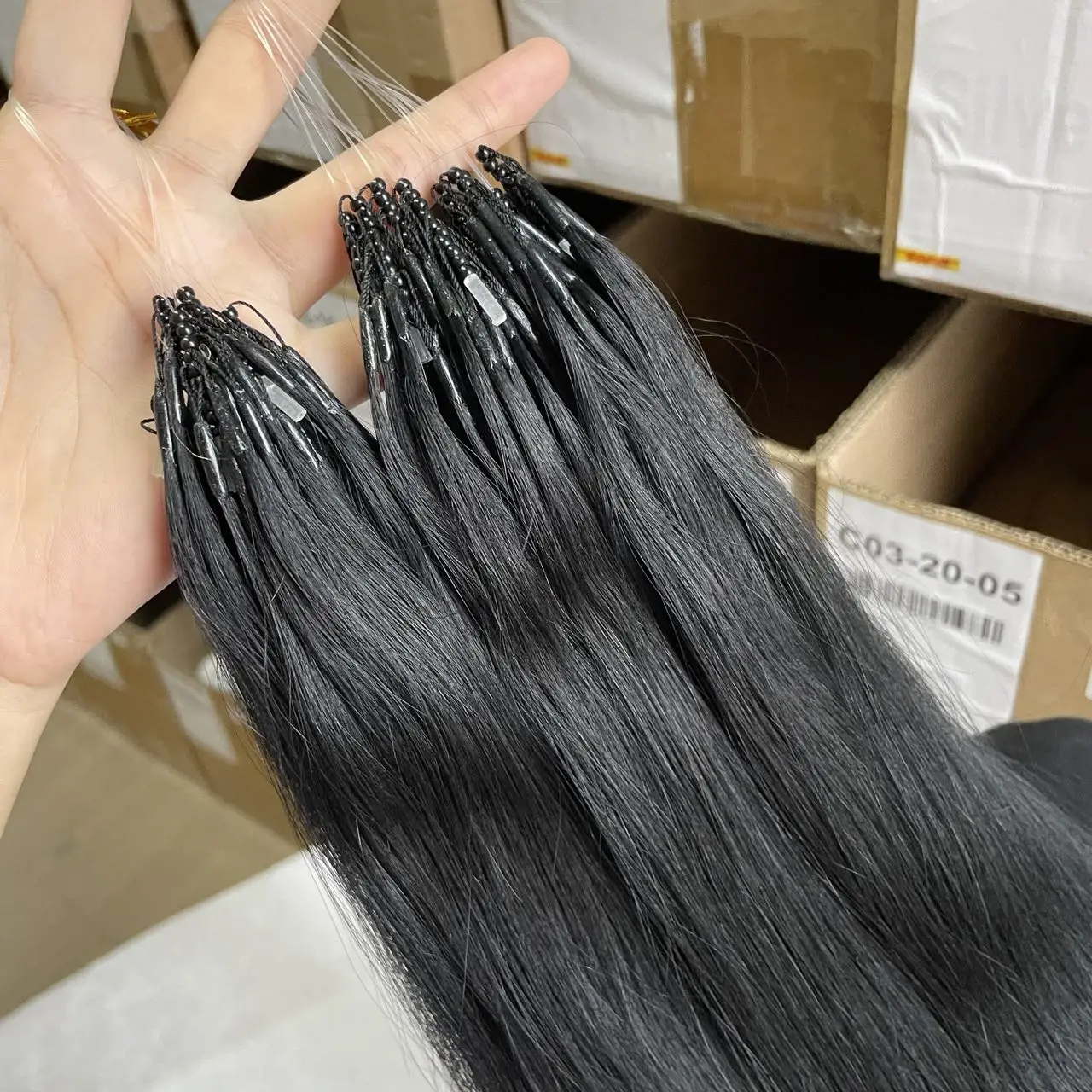 8D Human Hair Extensions Jet Black 1# 12" 16" 20" Nano Ring Link Extensions 0.6g/s Machine Remy Human Microlink Beads Hair