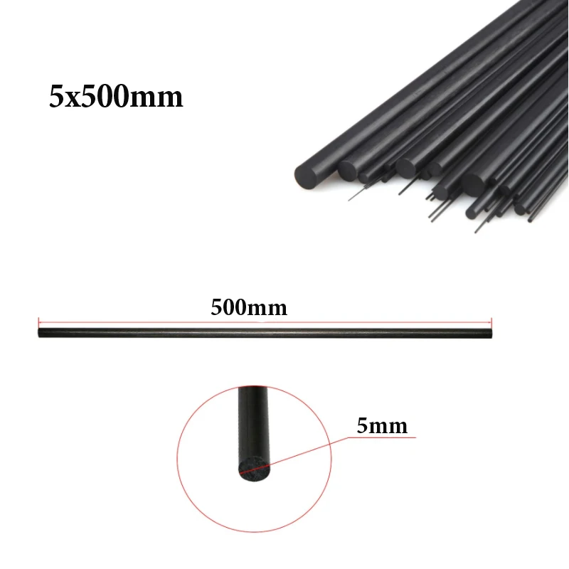 Carbon Fiber Rod/Carbon Fiber Tube Dia 1mm-5mm Length 200mm 400mm 500mm For Airplane Matte Pole 1/5pcs