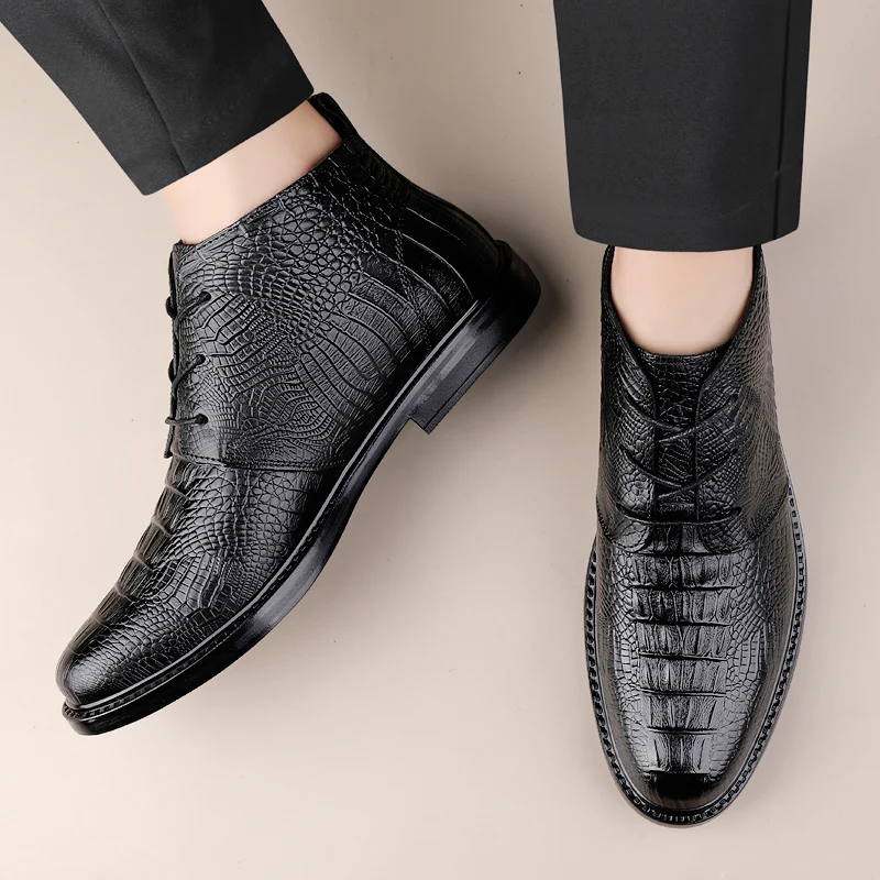 High Quality Genuine Leather Men Chelsea Boots Luxury Italian Casual Shoes Business Men's Boots Brand Dress Ankle for Male