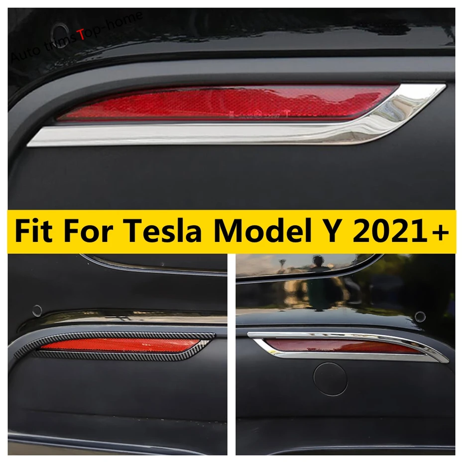 

Rear Bumper Fog Lights Lamp Eyelid Eyebrow Stripes Decoration Cover Trim For Tesla Model Y 2021 2022 Car Accessories Exterior