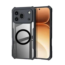 Premium Transparent Magnetic Phone Case with Four - Corner Protection for Honor X8B (Black)