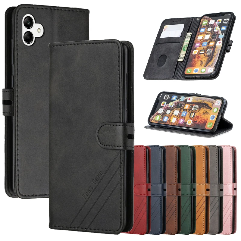 Custodia Flip F04 In Pelle Per Samsung Galaxy F04 Coque Per Fundas Sam F04 F 04 Sm-E045F Custodie Magnetiche Supporto Portafoglio Cover Per Telefono