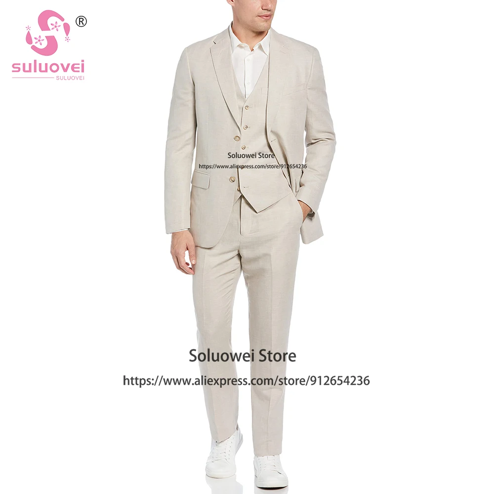 Fashion Simple Slim Fit Suits For Men 3 Piece Pants Set Groomsmens Wedding Dinner Prom Tuxedos Blazer Costume Homme Pour Mariage