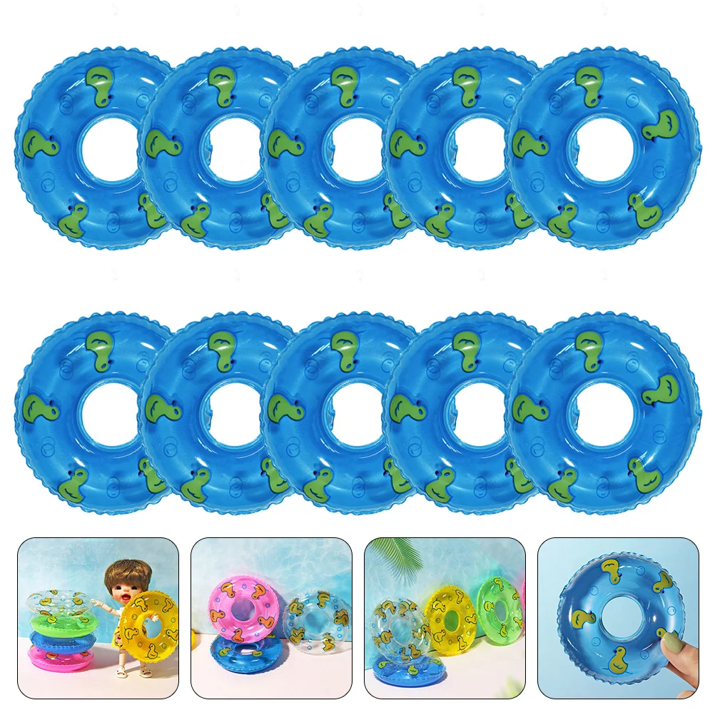 

10 Pcs Duckling Swimming Ring Mini House Decors Ducks Rings Tiny Cars Toys Props Ornaments