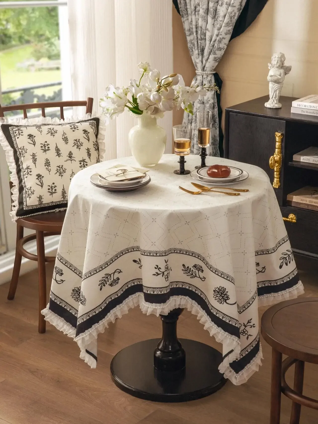 

Cotton And Linen Printed Small Fresh Tablecloth Cover Cloth Fringe Lace Non-Slip Pattern Rectangular Home Decoration Outdoor