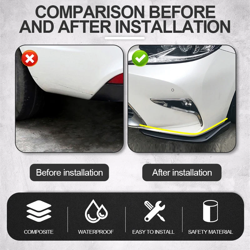 Car Bumper Spoiler Front Rear Lip Anti-collision Universal Side Skirt - 1 Pair