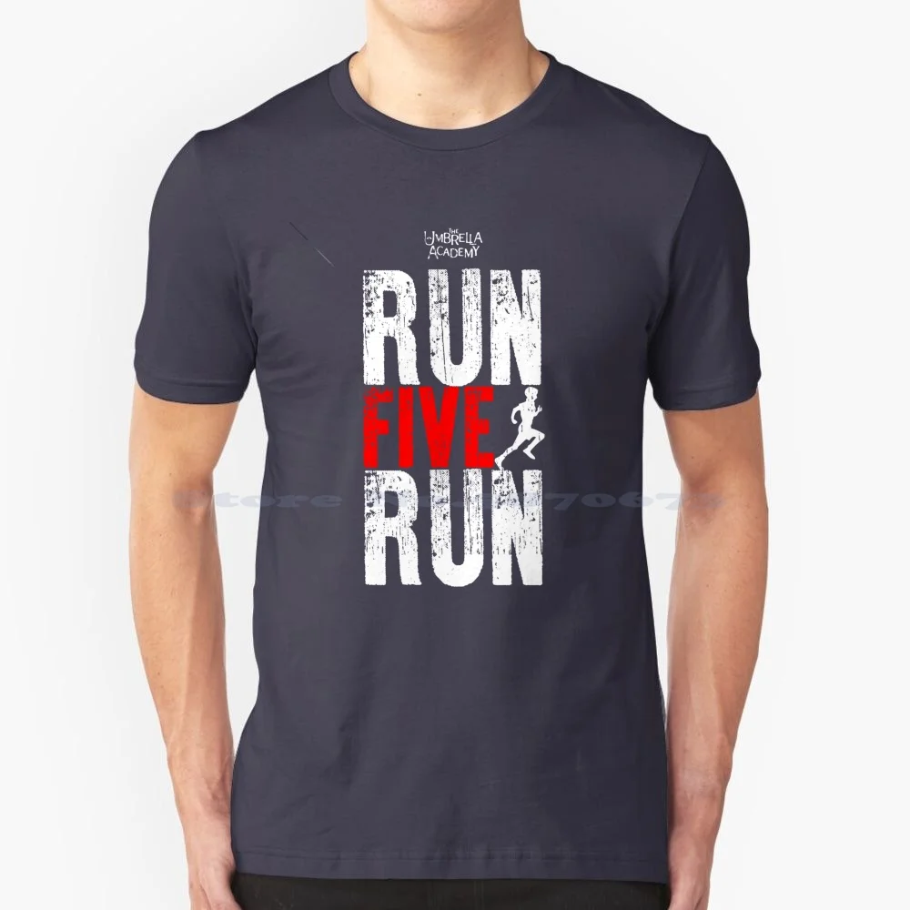 Run Five Run-White T Shirt 100% Cotone Tee Ombrello Academy Uniform Ombrello Academy Shield Ombrello Academy Crest My Chemical