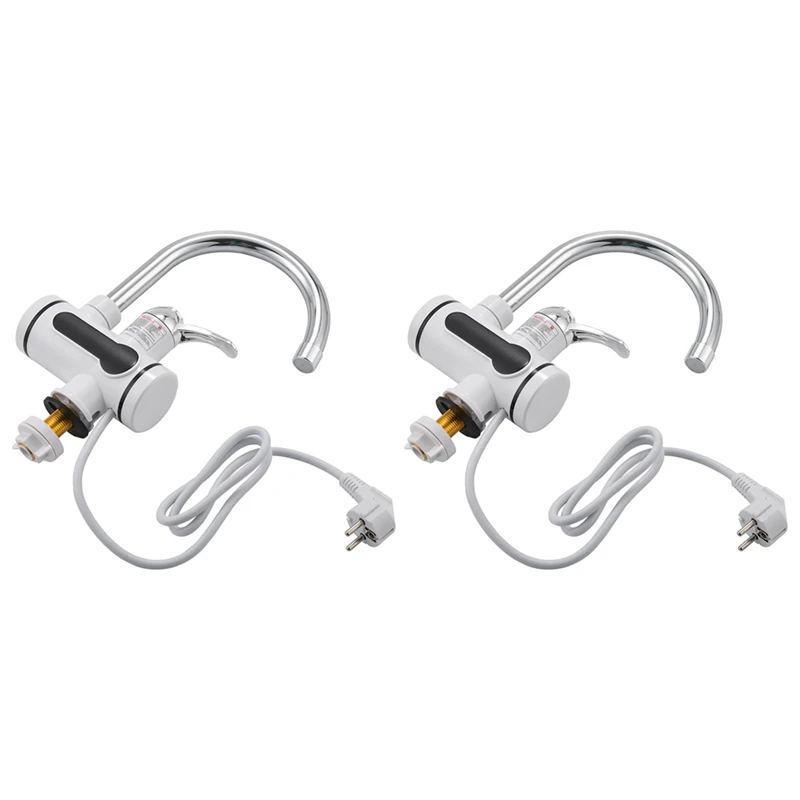 

2X Electric Kitchen Water Heater Tap Instant Hot Water Faucet Heater Cold Heating Faucet Eu Plug