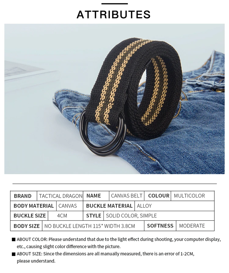 Canvas-Gürtel mit doppelter Schlaufe für Männer und Frauen, Jugend-Canvas-Gürtel für Frauen, koreanische Version, minimalistischer Denim-Gürtel – Detail 8