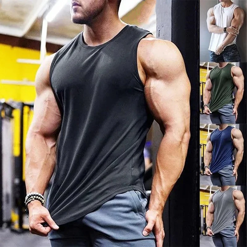 

Fashion Men's Sleeveless T-Shirt Fitness Tank Tops Bodybuilding T-shirt Gym Sports Training Vest T-shirt
