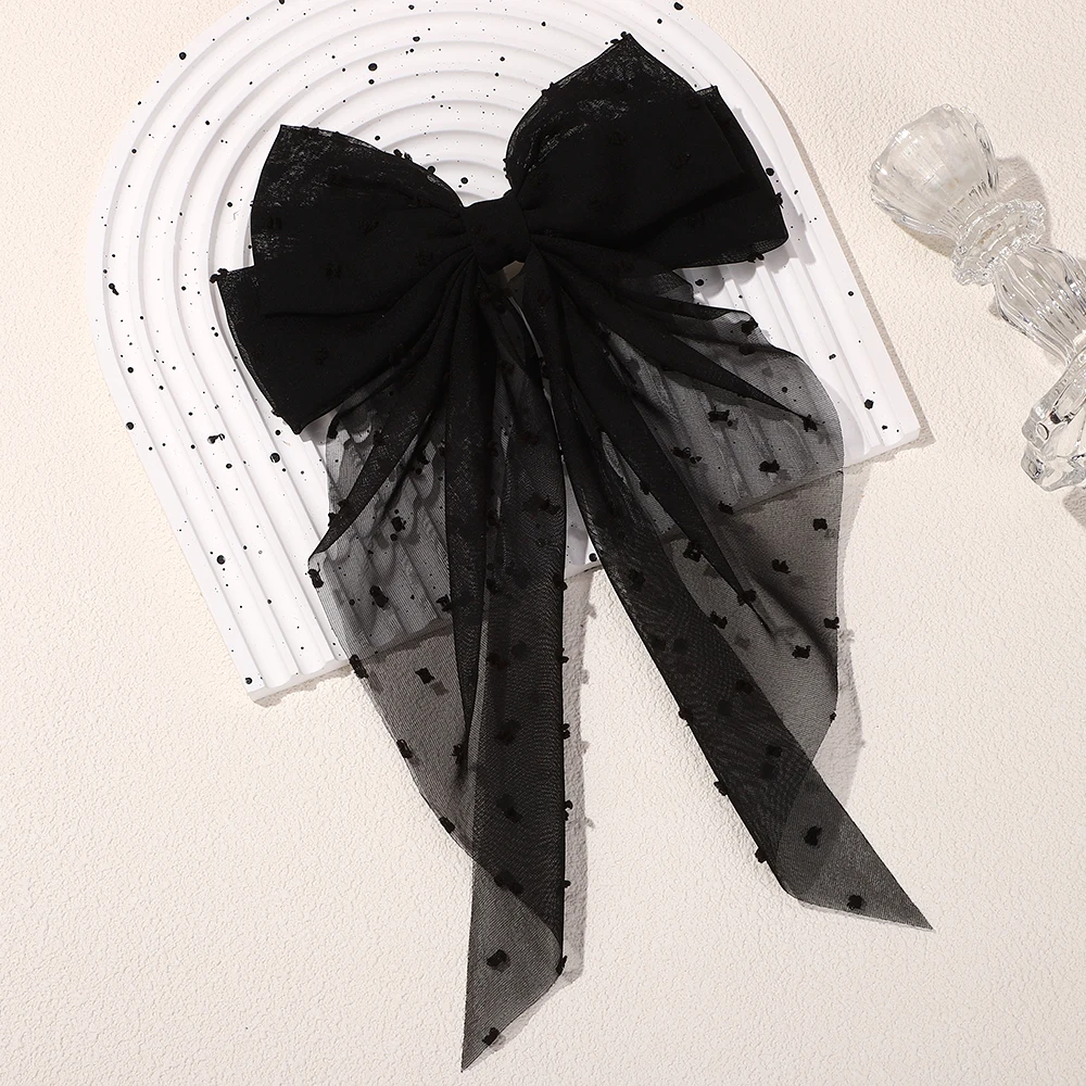 Elegant Polka Dot Bowknot Hair Clip