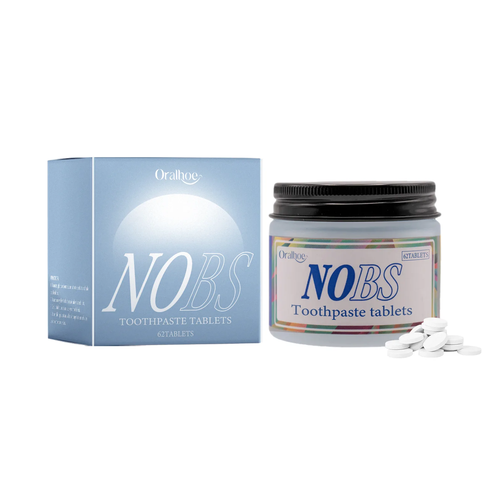 NOBS Toothpaste Tablets Nano Hydroxyapatite Flouride Free Eco & Travel Friendly Remineralize with NHA 1 Month tooth powder,teeth health product