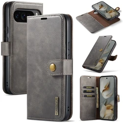 Magnetic Leather Wallet Case with Cash and Card Pockets - Pixel 9Pro XL (GRAY)