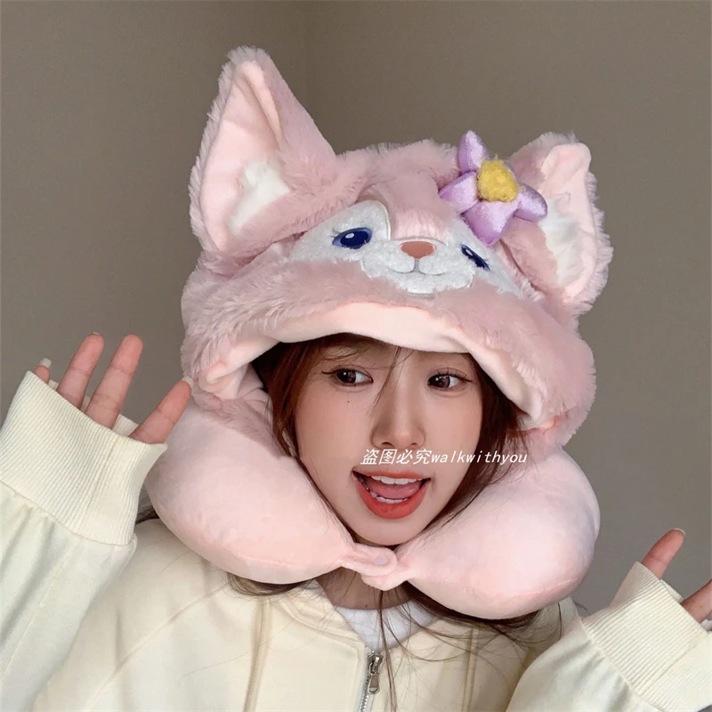 Cute LinaBell Hooded U-shaped Neck Pillow Cartoon Donald Duck StellaLou ShellieMay Lolita Travel Nap Pillow With Hat Gifts Girl 4
