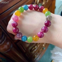 

10.3mm Natural Colorful Red Tourmaline Bracelet Clear Round Beads Tourmaline Women Men Crystal Jewelry AAAAAAA