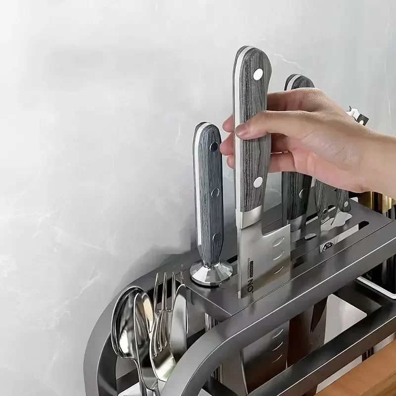 

Kitchen Integrated Storage Stainless Cutting Rack Knife Steel 1pc Home Countertop Board Holder