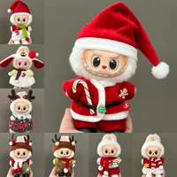 Doll Clothes For 15-17CM Labubu Clothing Merry Christmas Hat Scarf Elk Snowman Set Mini Plush Doll Accessory New Year Dress Gift 1