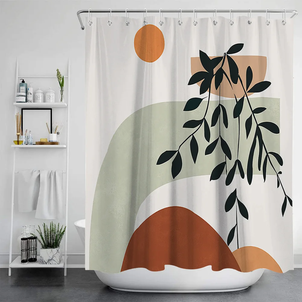 Nordic Geometric Painting Shower Curtain Bathroom Curtain Boy Girl Child Room Decor Curtains With Hooks Bathtub Accessories