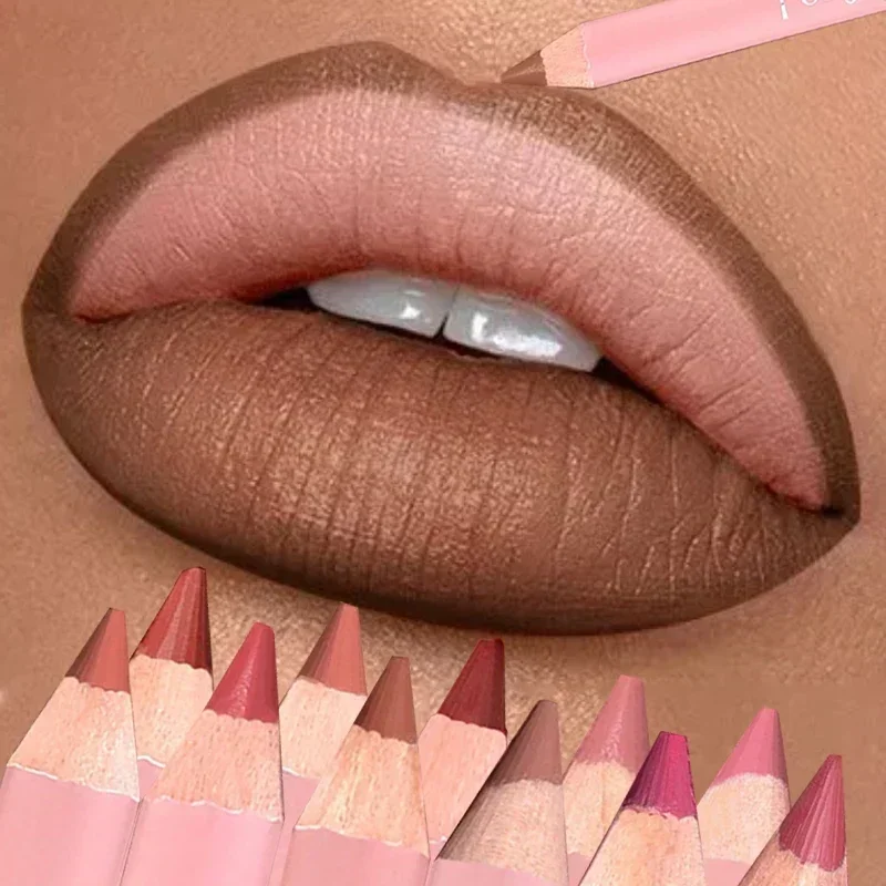 Nude-Pink Lipliner-Stift, wasserfest, langanhaltend, hochpigmentiert, rotbrauner Lippenkonturenstift, verblendbarer Lippenstift_voghion.com