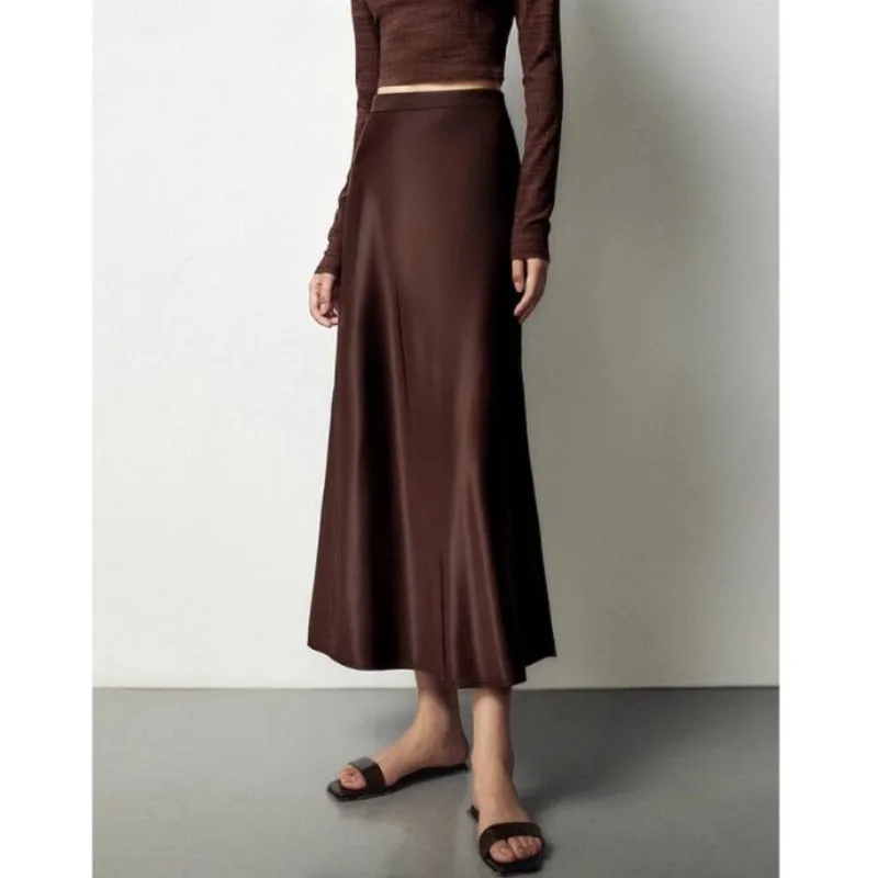 

Women's Skirts Mid Length Coffee High Waist Fishtail Skirt Early Autumn New Design Sense Temeprament Elegant Dress Lady Clothing
