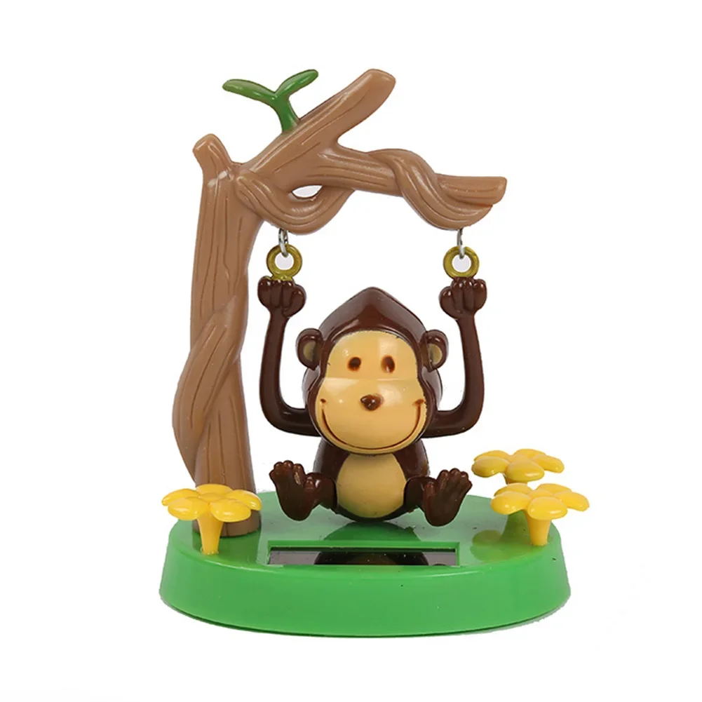 Solar Car Toy Solar Powered Swing Monkey Cute Car Dashboard Bobblehead for Car Interior Decoration