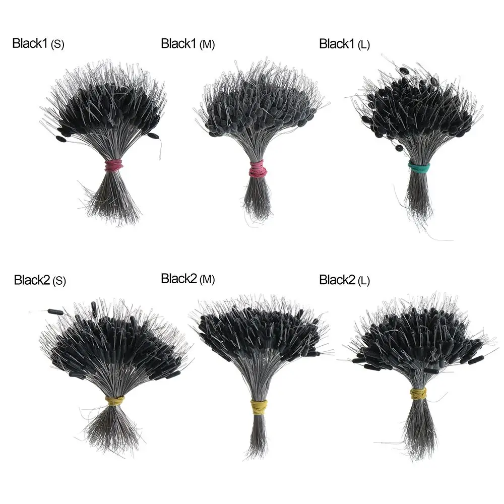300pcs Black Float Fishing Bobber Silicone Stopper Space Bean Connector Fishing Line Resistance Accessories