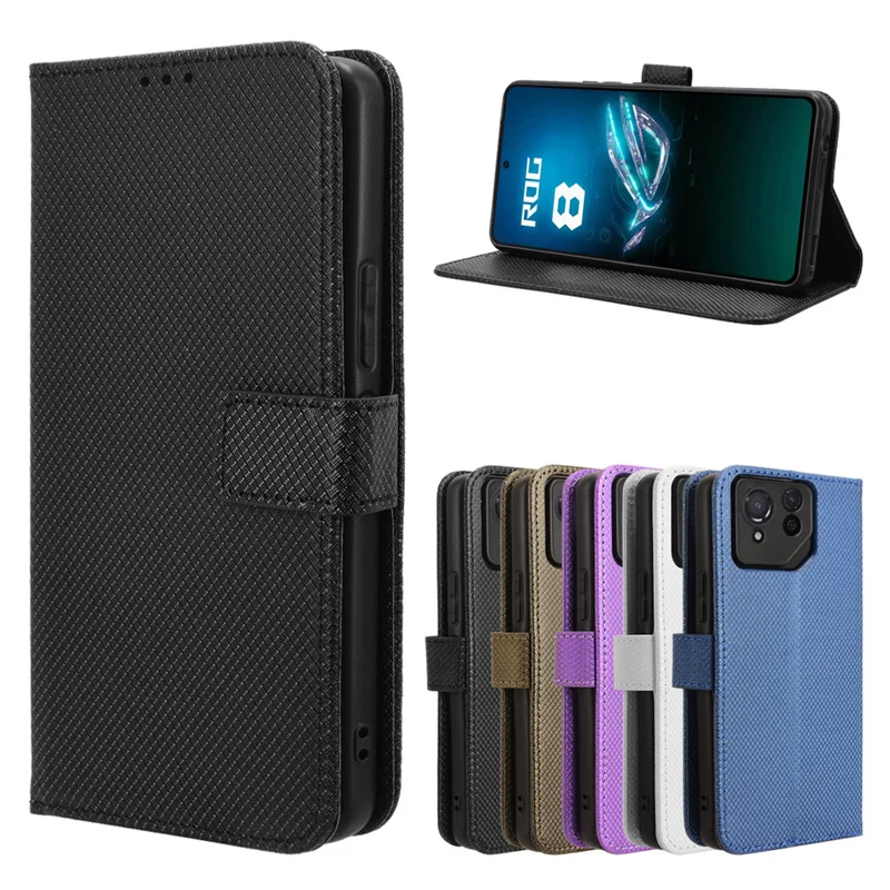 Per Asus Rog Phone 8 Pro Luxury Flip Diamond Pattern Skin Pu Leather Wallet Lanyard Case Per Asus Rog Phone 8 Pro Phone Bags