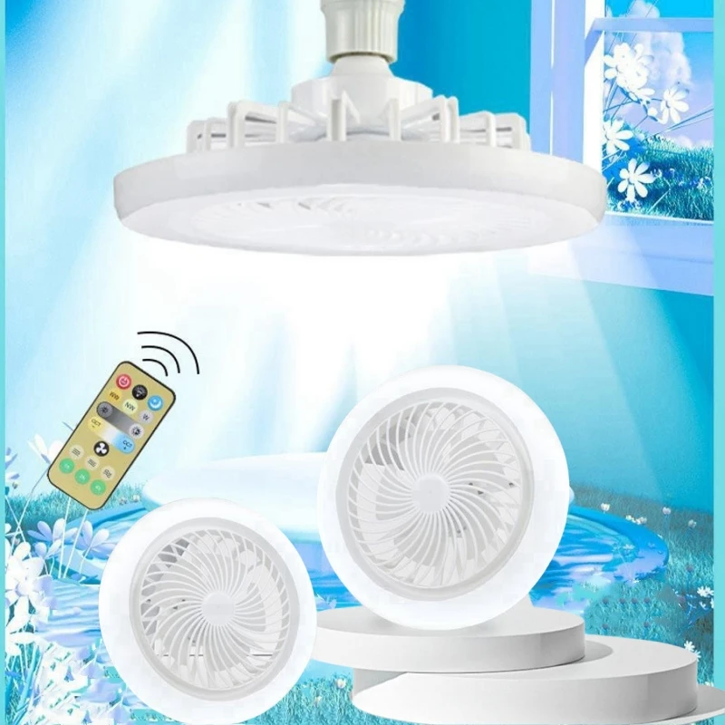 조명 램프 포함 천장 선풍기, 침실 거실 조명용 리모컨 3 단 AC85-265V, E27 컨버터 베이스, 2 인 1  Best5