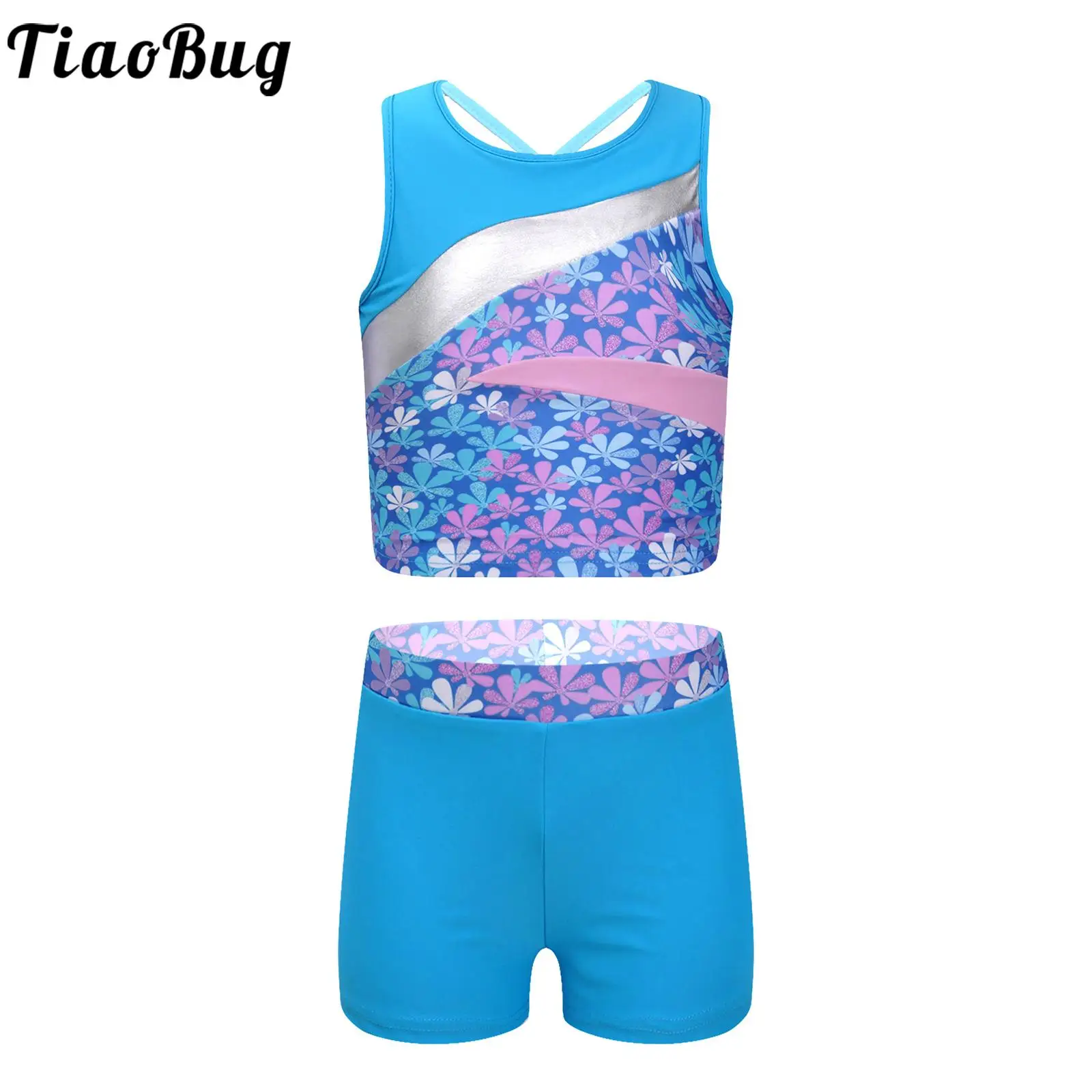 

Комплекты для гимнастики для девочек, короткий топ без рукавов с открытой спиной и шорты, комплект горячих брюк для бега, йоги, спортивные балетные костюмы