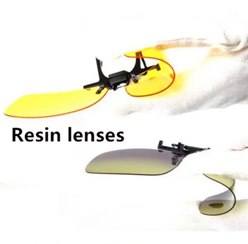 Men Polarized Flip up Clip on Fishing Sunglasses for Driving Night Vision Yellow Women Square Sun Glasses with Clips
