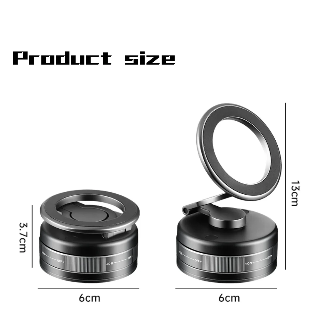 Black Alloy ABS Foldable Car Phone Stand with Magnetic Rotation