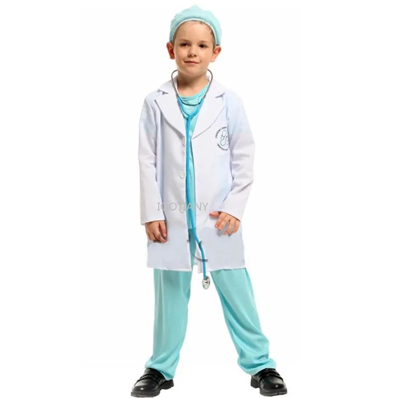 Boys Doctor Uniform Costumes Scrub Suit Cosplay Halloween Purim Parade Stage Role Play Party Dress Kids Children