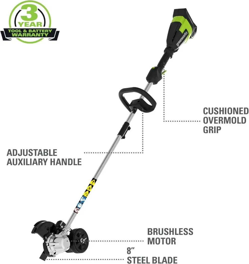 40V 8" Brushless Edger, 4.0Ah Battery and Charger Included Suitable for Courtyard Garden Green