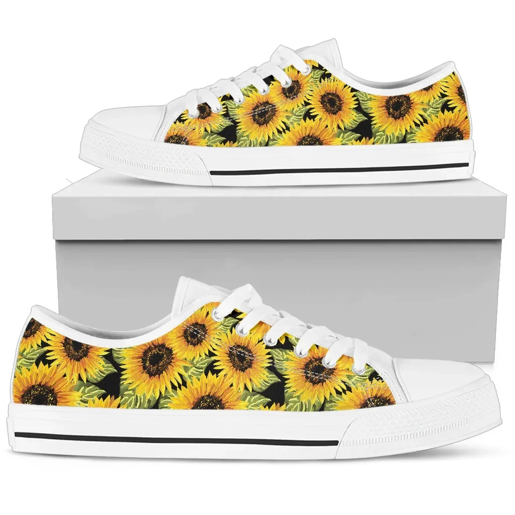 Yellow Sunflowers Pattern Wome Classic Canvas Shoes Lightweigt Comfortable Sneakers For Outdoor Buty Sportowe Damskie