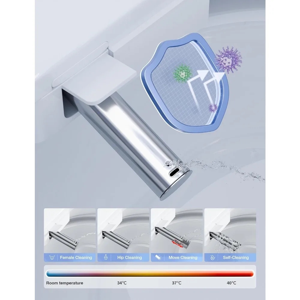Smart Toilet,One Piece Toilets with Warm Water Sprayer and Dryer,Japanese Smart Toilet with Bidet Built in,Foot Sensor Operation 6