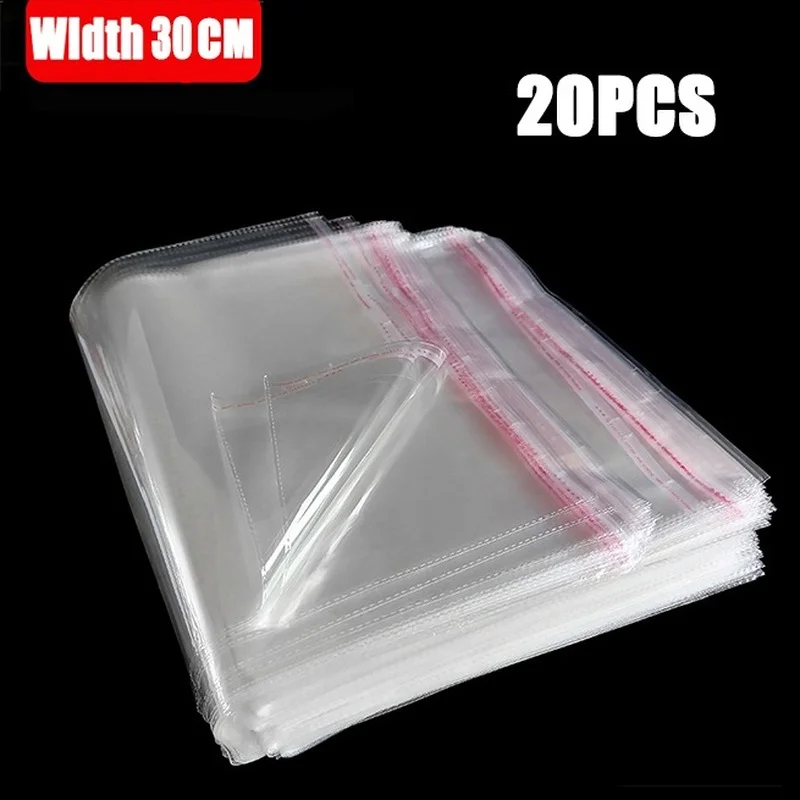 20pcs/set Width 30cm Storage Bags Clear Self Adhesive Seal Plastic