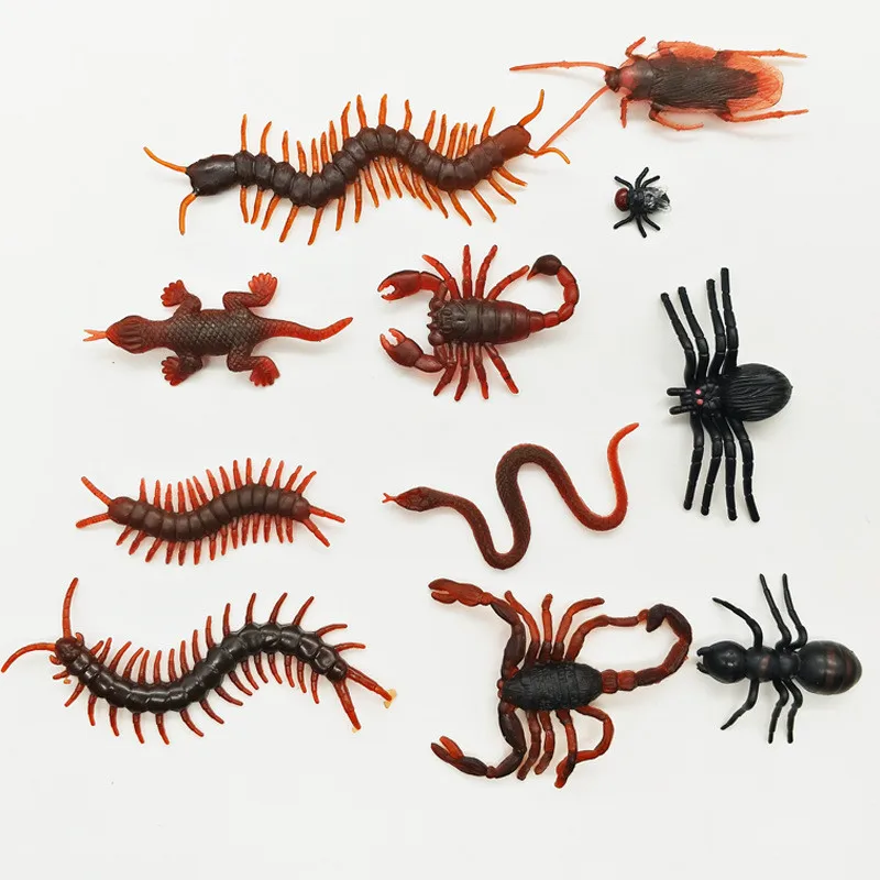 20Pcs Halloween Prank Toys Plastic Cockroach Housefly Centipede Scorpions Gags Practical Jokes Toy