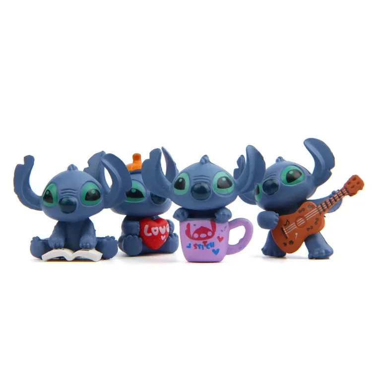 thumbnail image 4 of Juego de 4 figuras de acción de Disney Stitch en miniatura, muñecos de acción de Anime Stitch, suministros para fiestas en el hogar, decoración, regalo de Navidad, juguetes, 4 of 5
