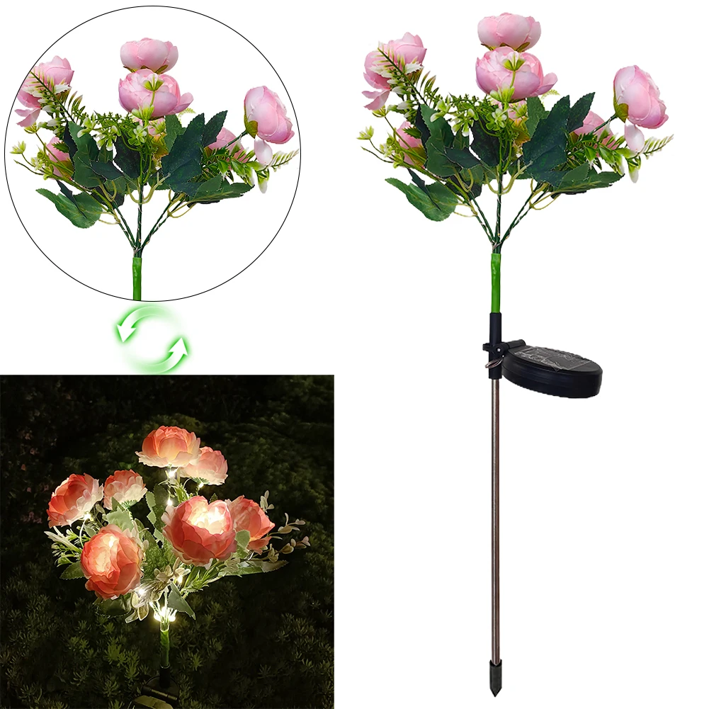 태양광 발전 꽃 조경 조명, IP65 방수 꽃 흔들리는 조명, 정원 잔디 마당 파티오용 꽃 그라운드 스테이크 램프