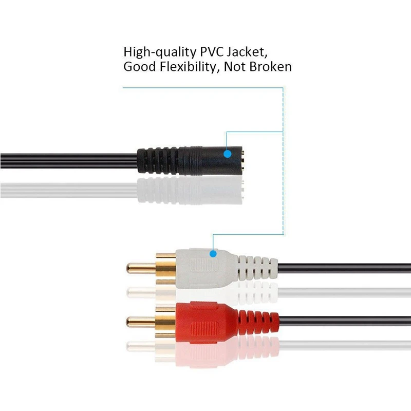 2X 2-RCA - 3.5Mm  Aux ׷  ̺, 