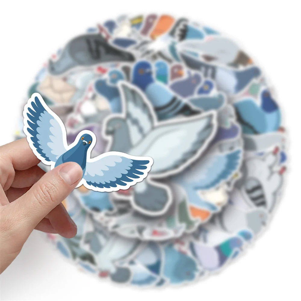 50pcs Cartoon Bird Pigeon Dove Stickers For Laptop Ipad Stationery Suitcase Vintage DIY Sticker Scrapbooking Supplies Aesthetic